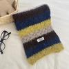 Preppy Style Stripe Scarf Plush Knitted Shawl Simple Plaid Wool Scarf  Girl