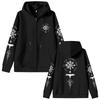 Wikinger Runen Kompass Reißverschluss Hoodie Herren Gothic Rock Übergroß Zip Up Jacke Herren Damen Freizeit Sweatshirts