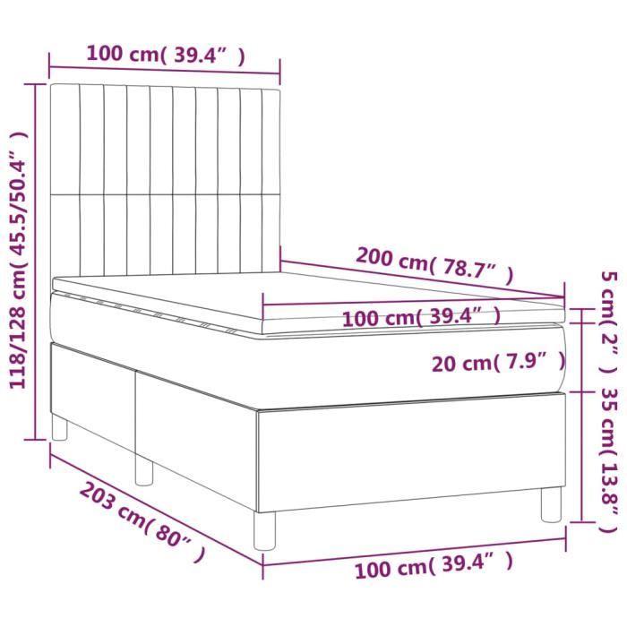 VidaXL Lit à sommier tapissier avec matelas Crème 100x200 cm Tissu - Modèle 3142478