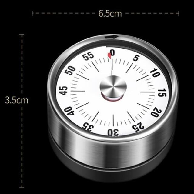 

Візуальний таймер із нержавіючої сталі Механічний кухонний таймер 60-хвилинний будильник Таймер приготування їжі з гучним сигналом Магнітний годинник білий