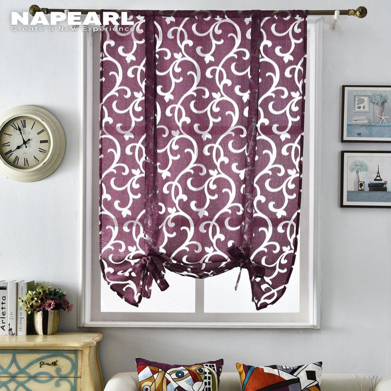 1PZ NAPEARL Tenda Romana Jacquard Tulle Trasparente Corta Decorazione Finestra per Cucina Soggiorno