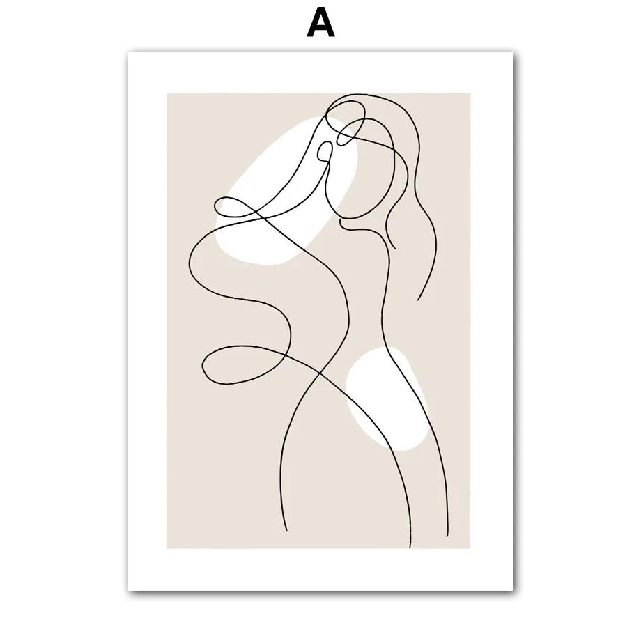 

Modern Abstract Line Girl Body Face Living Room Decor, Black and White Posters and Prints, Wall Art, Canvas Painting, Home Wall 21x30cm No Framed