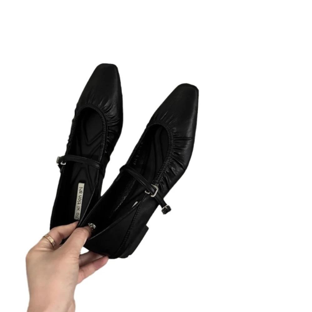 Mary Jane Schuhe für Damen 2024 Retro Mittelhoher Absatz Damen Einzelschuhe Weiche und bequeme rote Ballettschuhe Zapatos De Mujer