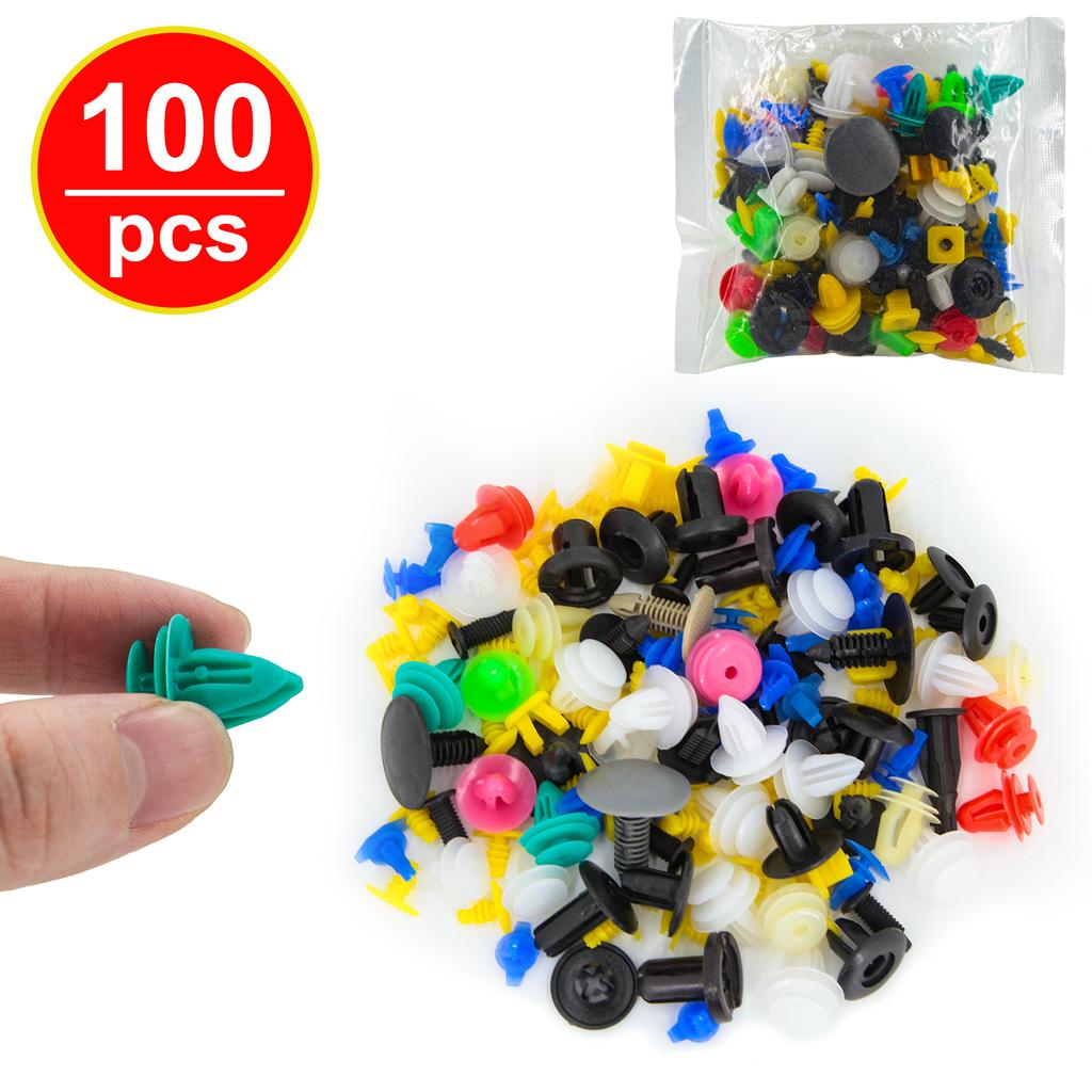 100pcs Car Clips Fastener Screws Bumper Interior Decoration Auto Plastic Random Mixing Universal Plastic
