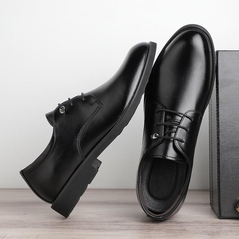 Large Size Business Leather Shoes Men's 2025 Spring New Men's Leather Casual Dress Leather Shoes Men's Derby Men's Shoes