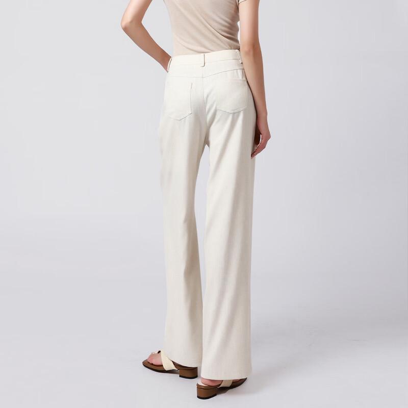 RAIN.CUN Women's Oat Loose Cotton Linen Straight-Leg Pants
