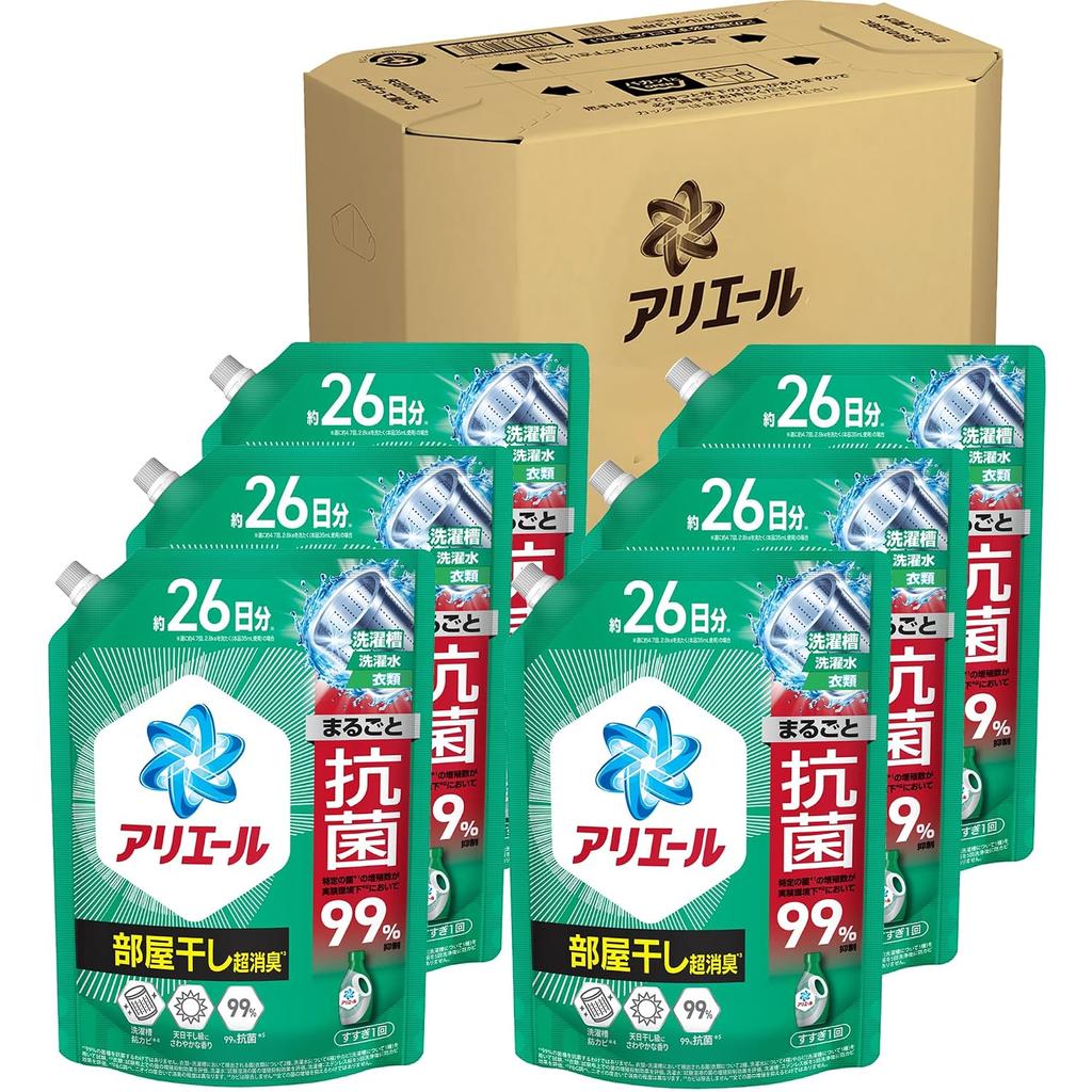 Ariel Liquid Case 625g 6 bags Room Drying Sports Bleach Level Deodorizer Laundry Detergent Refill