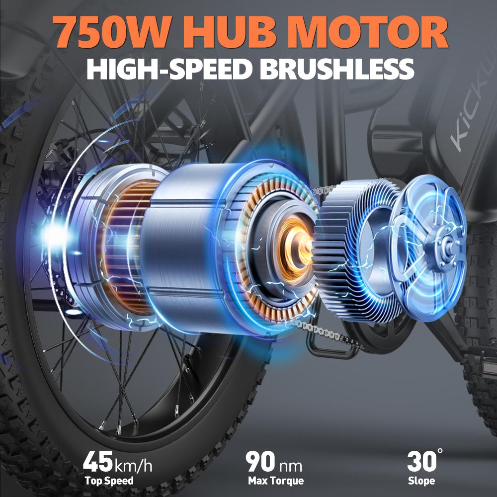 KICKWEY LD20 E-Bike 750W Motor 48V20AH Akku Doppelscheibenbremsen Federgabel Elektrisches Fahrrad 20-Zoll-Reifen Pendler Elektrofahrrad