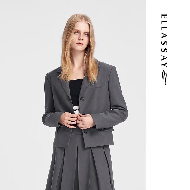 ELLASSAY Women s Dark Grey Merino Wool Academia Blazer M