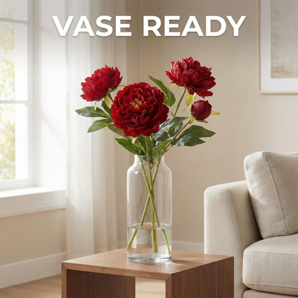 Real Touch Artificial Peony Flower Handmade Faux Peony Branch Vase Decor Fake Flower Teacher's Day