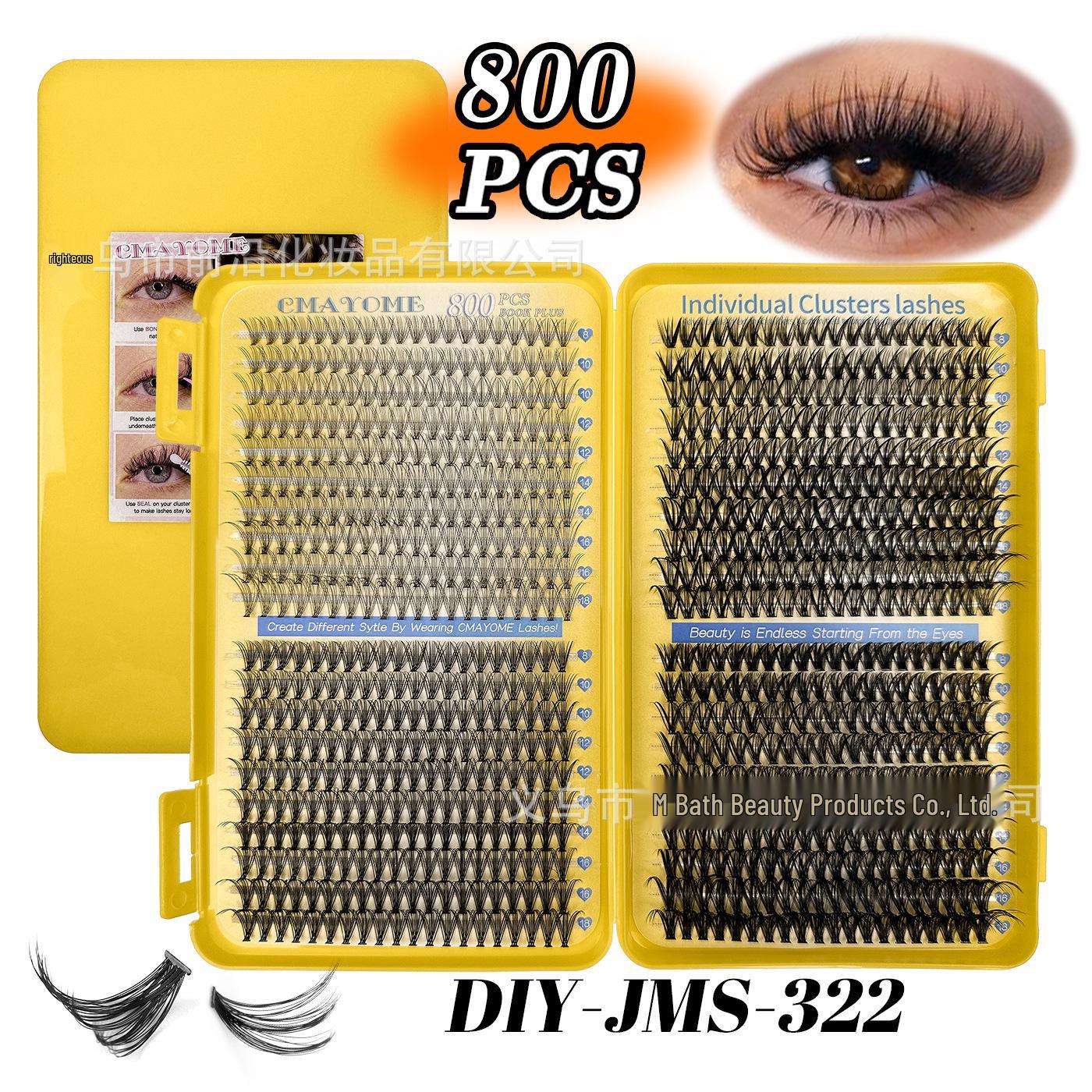 Hot-selling D Curl Dense Single Cluster Eyelashes - 800 Clusters, Natural & Versatile Lash Book, Large Capacity