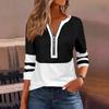 Nuove Magliette Casual a Strisce con Zip e Maniche Lunghe da Donna Taglie Forti