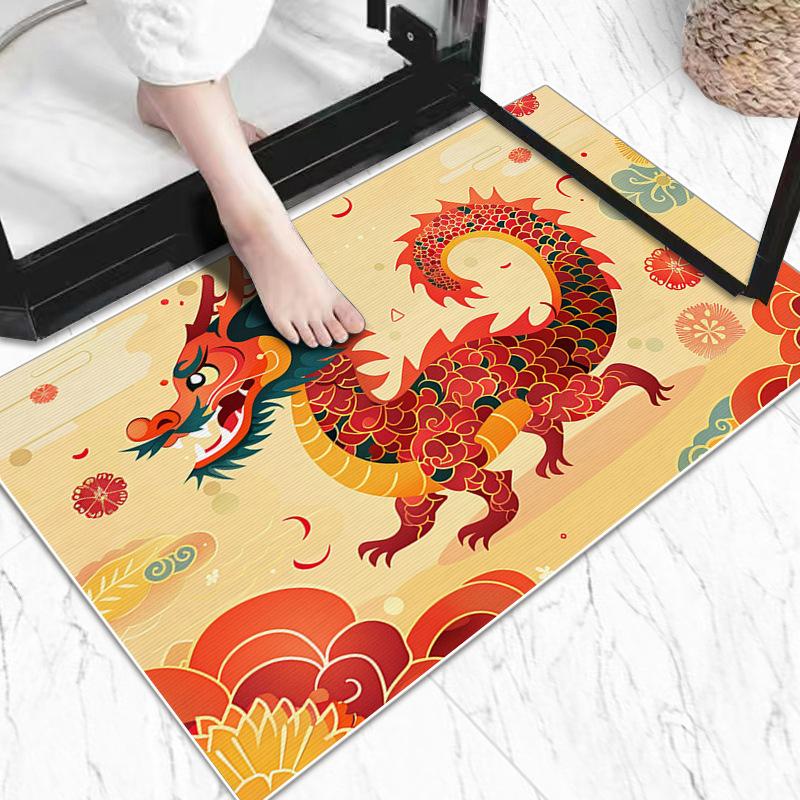 

Год Дракона Мультяшный Впитывающий Нескользящий Быстросохнущий Диатомовый Ил Дверной Коврик Коврик для Ванной Комнаты Коврик для Ног Новый Год Туалет Туалет 40 * 60CM crystal velvet