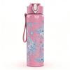 1PC Frosty Blue Winter Pine Floral Print 750ml Color Plastic Sports Water Bottle Leakproof Flip Straw Lid Suitable for Sports Office Home Use