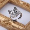 Yin Taifei Silver Fox Demon Mask Ring - Women's Peach Blossom Attraction, Cat Face Fox, Japanese Style Accessory.