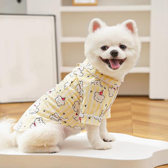 Pet Clothes with Cartoon Puppy Prints Soft Cotton-Feel with Easy Snap Closure Dog Shirt for Spring Summer