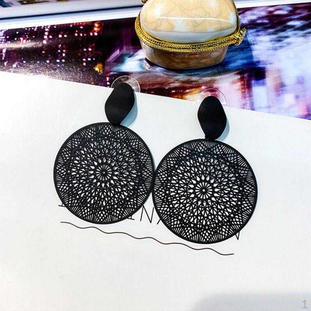 Drop Earrings Fashion Jewelry Gothic Hollow Pattern for Wedding Women Girls Gift Round