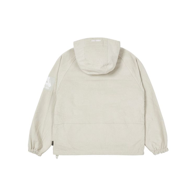 Palace X Gore-Tex Corduroy Jacket Stone Logo Print Half-Zip Hooded Jacket Unisex Jacket Gray P21GT025