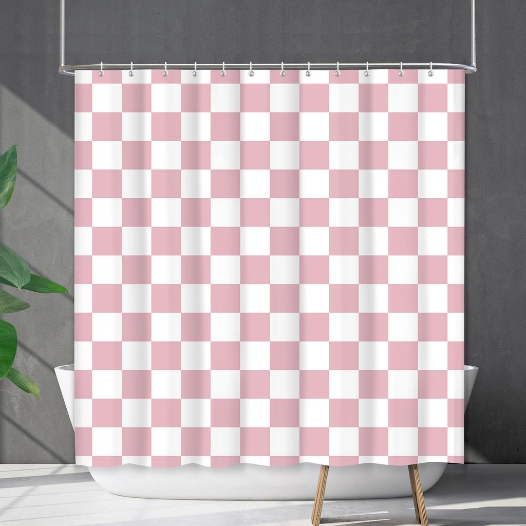 Shower Curtain Waterproof And Mildew-Proof Line Lattice Bathroom Striped Bathroom Curtain Shower Curtain Partition Curtain Free Of Punching
