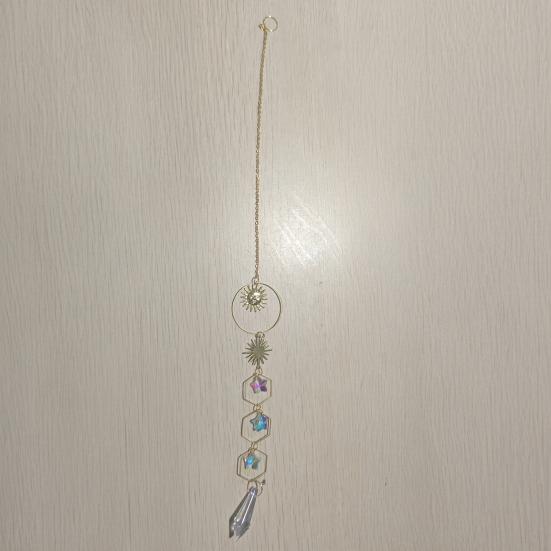 Mond Sonnenfänger Halbmond Sonne Anhänger Regenbogenmacher Prismatischer Sonnenfänger Hängeornament für Zuhause Innen Fenster Garten