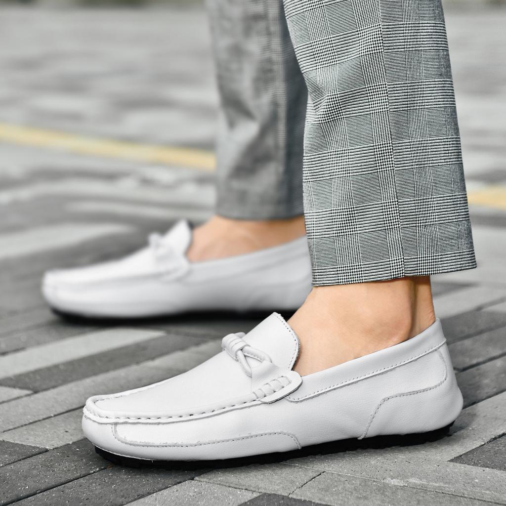 2025 Autumn and Winter New First-layer Leather Lazy Shoes Small Size Men's Casual Leather Shoes Soft-faced Leather Doudou Shoes Driving Shoes