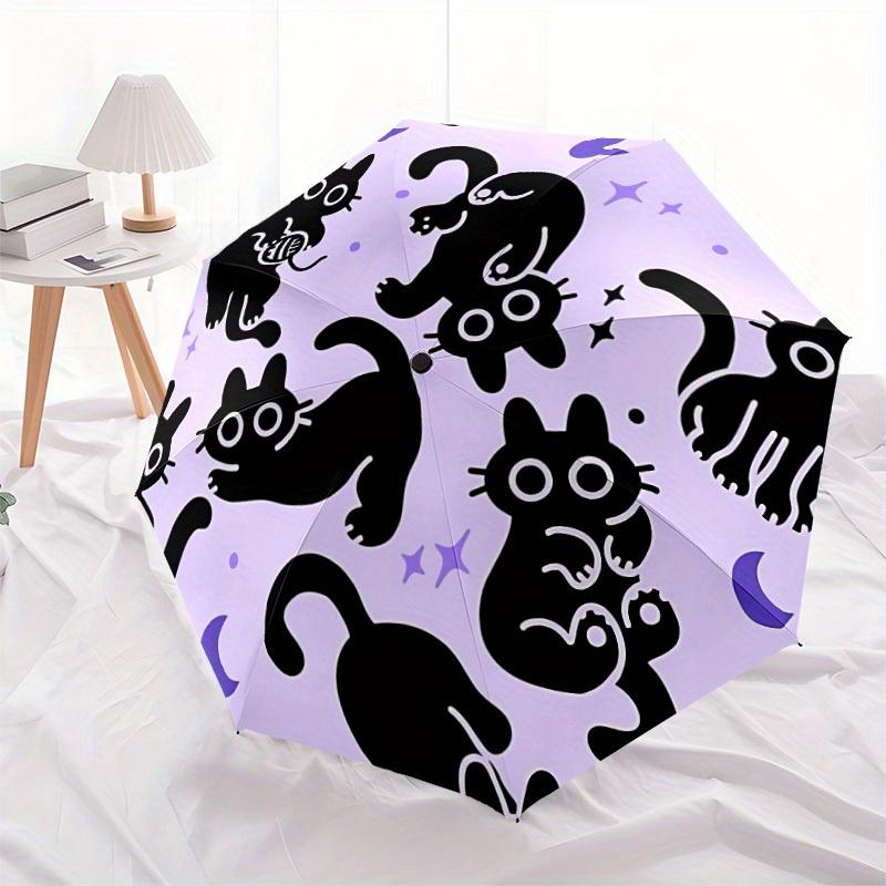 1pc Cat Moon Automatic Open/Close Umbrella, Portable Folding Umbrella for Travel, Themed Events, It is suitable as a gift for various festivals, Outdo