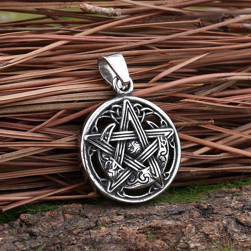 Rune Multi-Style Stainless Steel Amulet Shield Knot&Compass Pendant Necklace Men's and Women's Accessories Party Gift