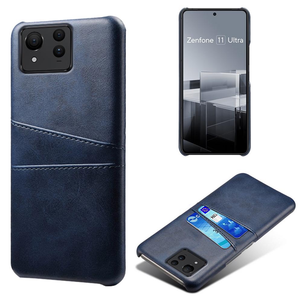For Asus Zenfone 11 Ultra 5G Case Leather Coated PC Phone Cover with 2 Card Slots