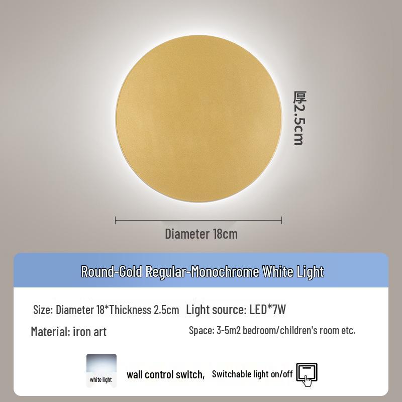 Modern Minimalist Round Wall Lamp for Bedroom and Living Room Decor