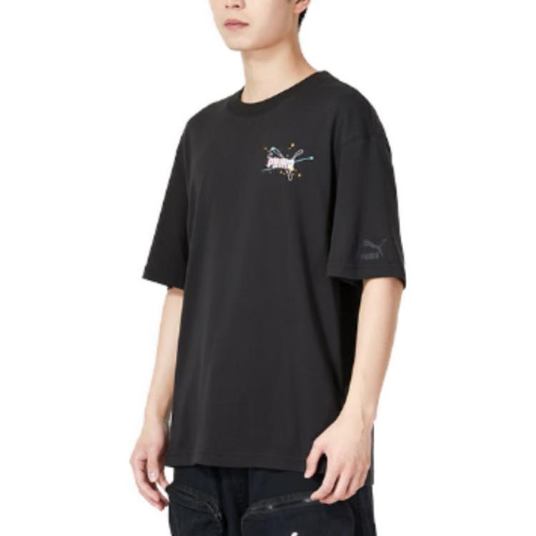 Puma Comfortable Breathable Round Neck Short Sleeve T-Shirt Men Tops Black 624938-01