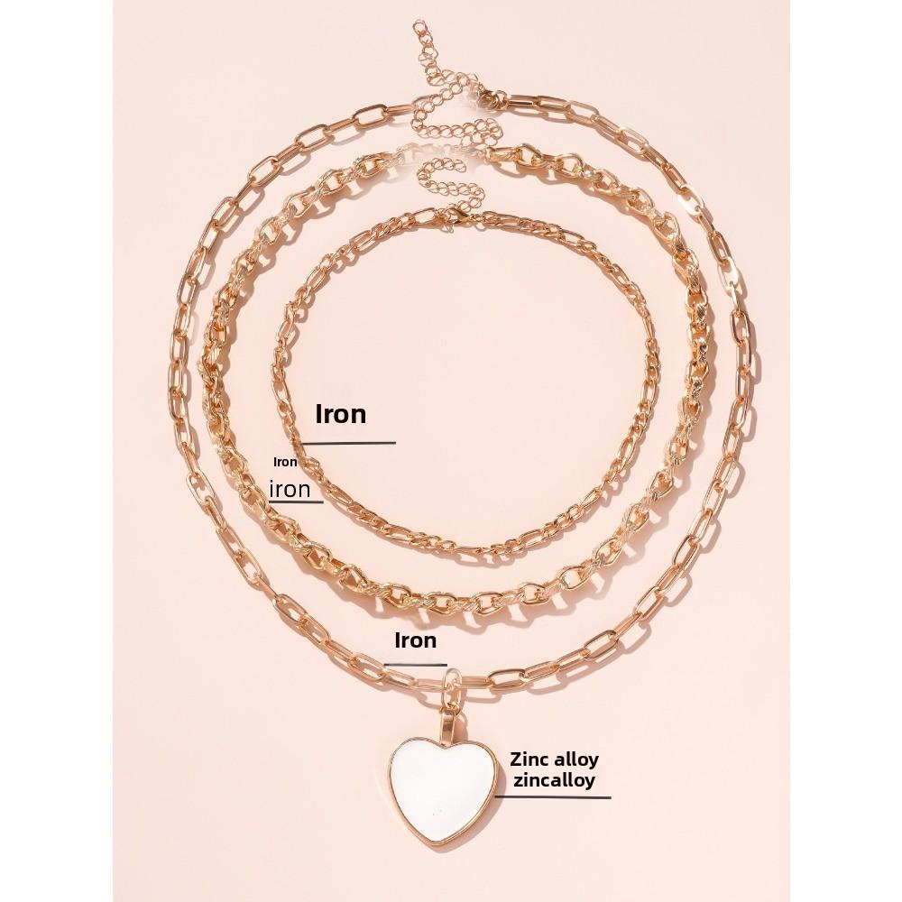 Collier Métal Rétro Niche Personnalisé Chaîne Épaisse Pendentif Alliage Amour Ensemble de Colliers pour Femmes