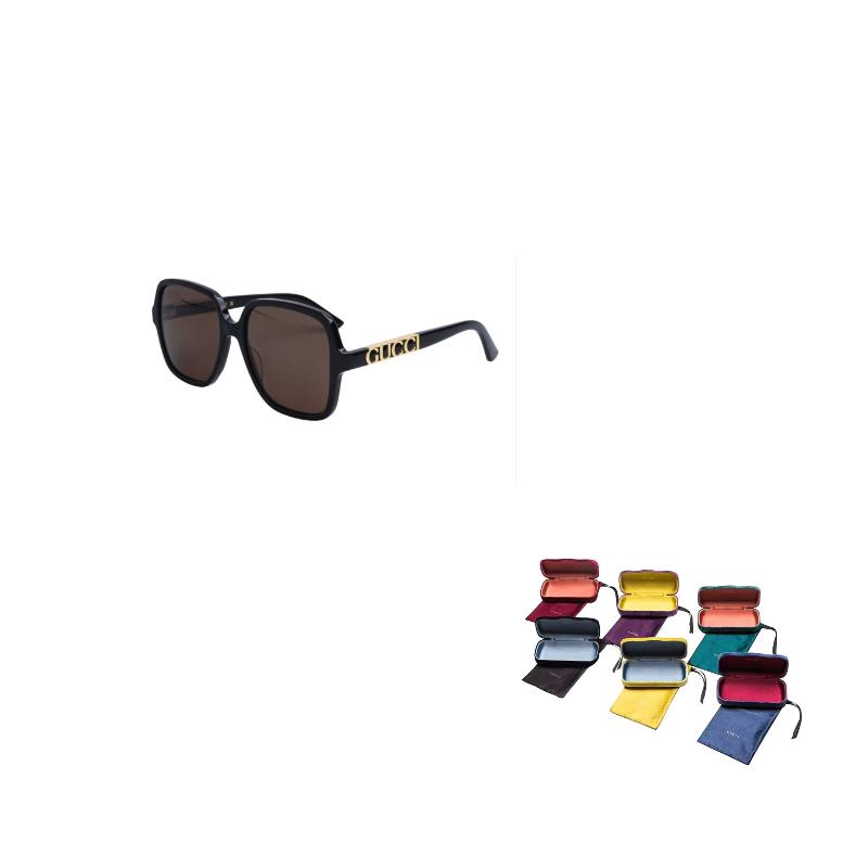 

GUCCI Lightweight Plate Black Plate Frame Square Sunglasses Women s F чёрный