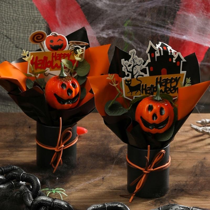 Practical Plastic Halloween Floral Feature Bats Pumpkins For Indoor And Outdoor Holiday Decoration