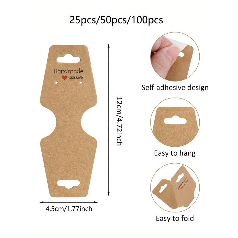 100pcs-Bracelet Earring Display Cards, Handmade Earring Cards Self Adhesive, Suitable For Necklace, Bracelet, Keychain, Earrings, Hair Ties