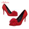 Fashion Aphixta 10cm Stiletto Heels Pumps Hot Sale Flowers Super Hight Sex Change Women Flock Casual Shoes Large Size 49 50