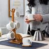 Nordic Style Ceramic Coffee Mug Set with Natural Bamboo Tree Cup Holder and Non-slip Coasters Stylish Kitchen Organizer for Tea and Coffee Home Decor