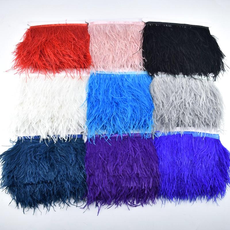 Feather1meters/Lot Natural Ostrich Feather Trimming Height 8-10cm Feathers for Crafts Ribbon DIY Wedding Party Dresss Decoration Plumes