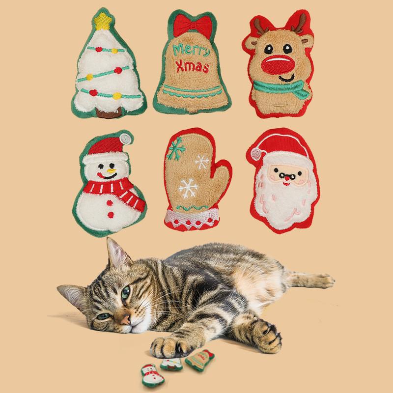 Cute Cartoon Christmas Cat Toy With Plush Material Perfect For Pet Playtime And Biting Characters)