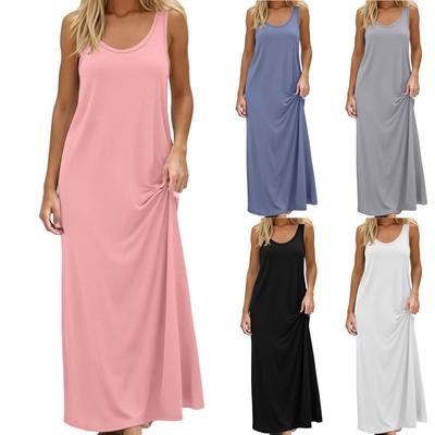 Women's Fashion Round Neck Sleeveless Tank Top Colour Casual Underwear Home Dress