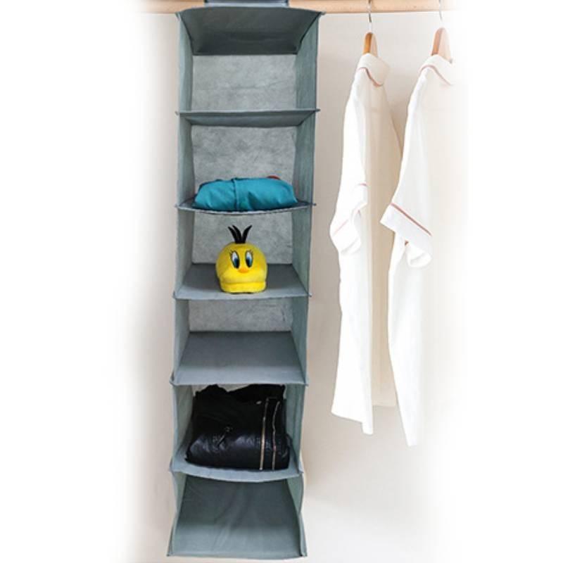 Layer 6 Shelf Closet Hanging Clothes Shoes Storage Rack Organizer Pocket Hanger