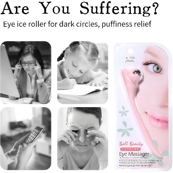 

Eye and Face Roller Massager with 360 Rotating Stainless Steel Ball for Dark Circles and Puffiness Relief, Light Red, 1 Pack