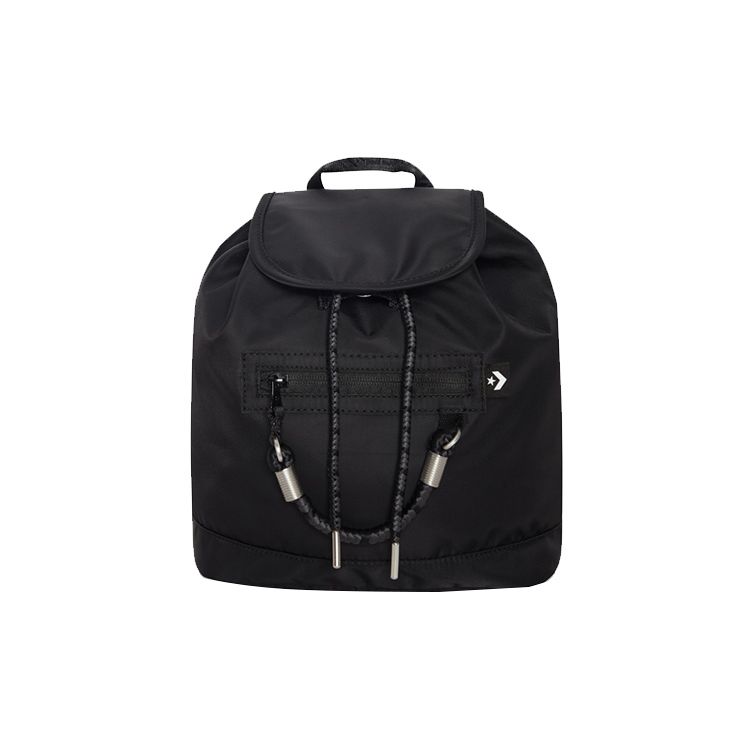 Converse Rucksack Fashion Versatile Solid Color Drawstring Closure Polyester Bucket Bag Backpack Unisex Backpack Black 10022090-A01 Black