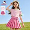 Melody Girls' Summer Outfit 2026 New School Style Children's Sports Summer Wear Pink Girls' Short-Sleeved Short Skirt