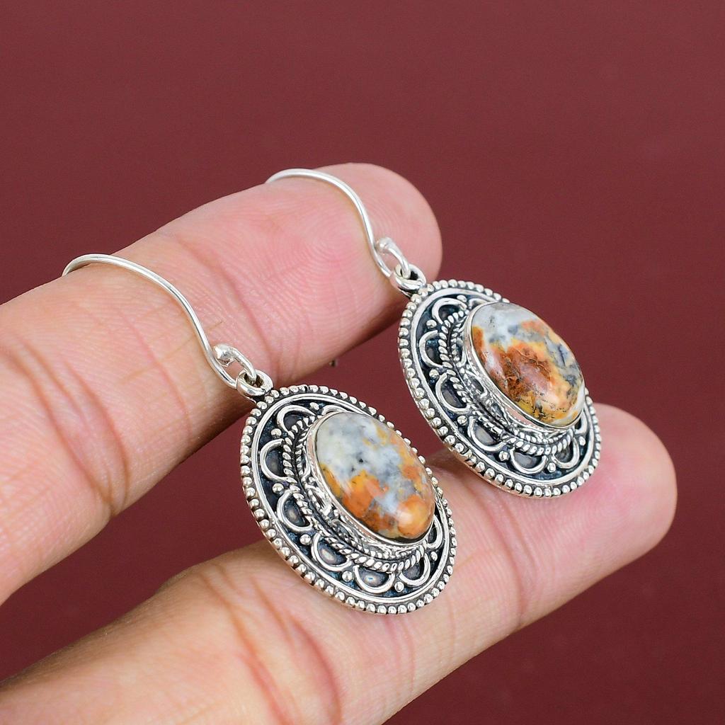 Maligano Jasper Earrings Natural Gemstone Earring Vintage Jewelry 925 Sterling Silver Earring Women Earring Gifts For Women Handmade Earring