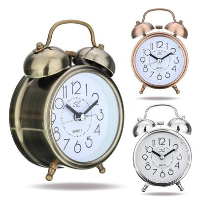Noptiera Clasic Silențios Dublu Clopote Mișcare Cuarț Mini Ceas Deșteptător Retro