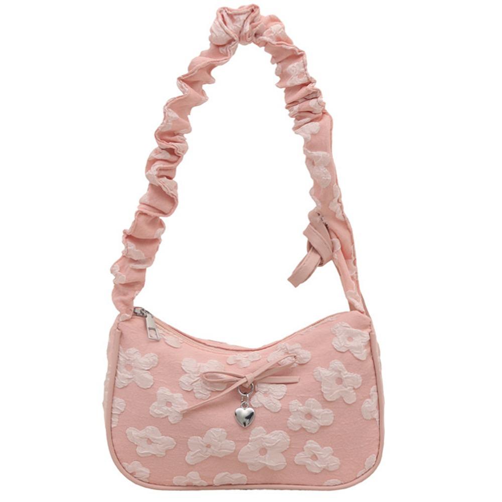 

New Design Multicolor Shoulder Bag Flower Bowknot Large Capacity Tote Bag Casual Underarm Bag Gift рожевий
