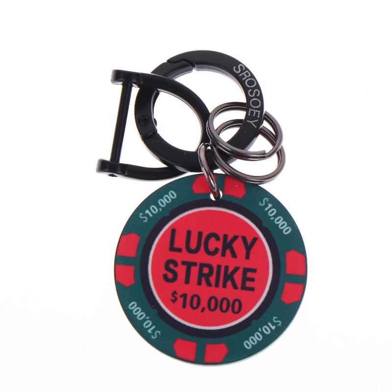 Ceramic Chip Lucky Dice Keychain Gaming Club Chip Pendant Multi Functional Round Chip Key Holder Pendant Keyring