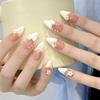 24 pz/set Quick Nails Glitter Bianco Gradiente Nail Art French Unghie Indossabili Adesivi per Unghie Rimovibili Impermeabili Unghie Finte