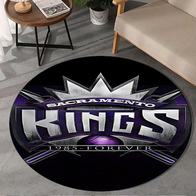 Kings Basketball Team Logo Round Rug for Livingroom,Bedroom, Palyroom, Chair Rug, Area rug, Circle Carpet, Large Size Fan Christmas gift