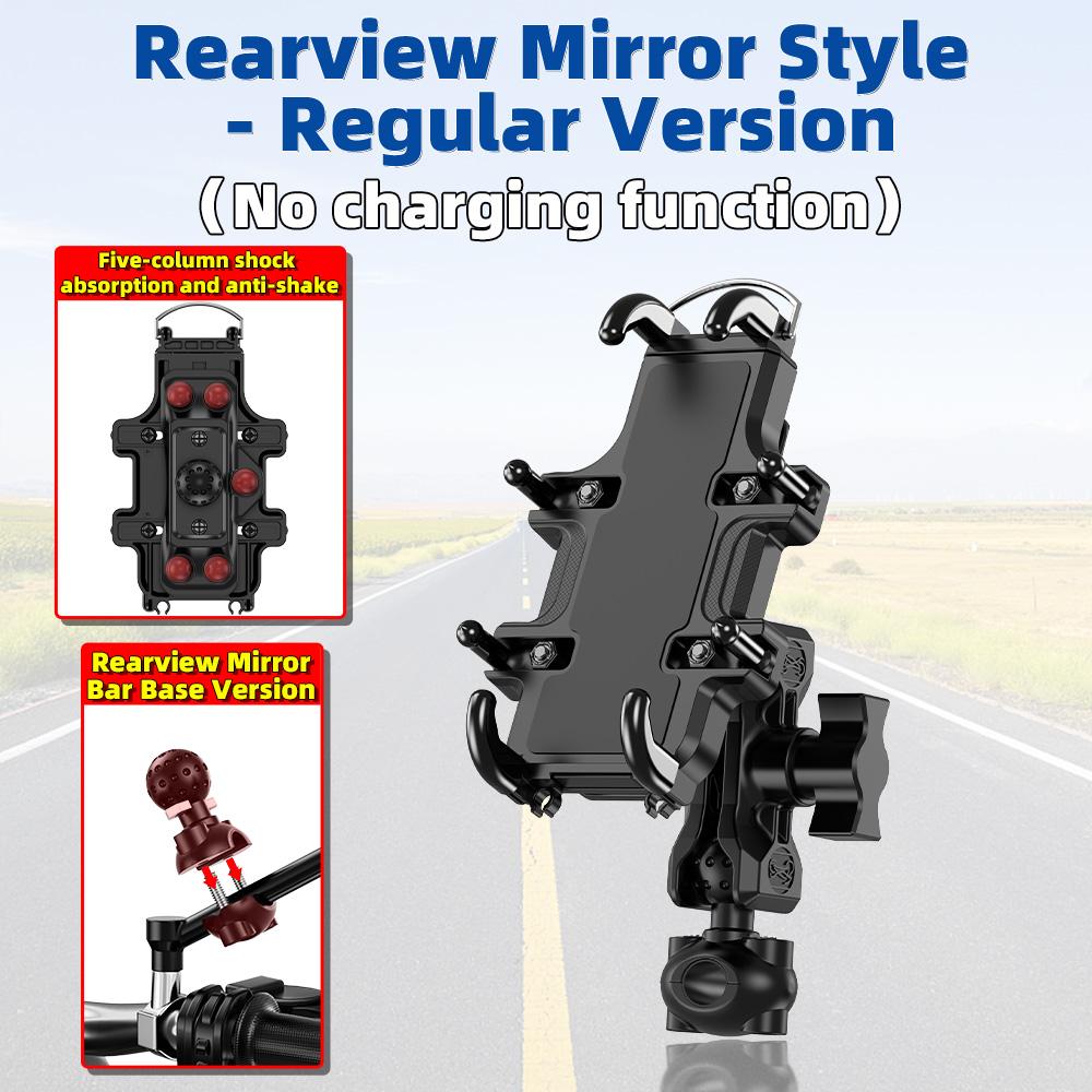 Motorcycle Bike Phone Holder w/ Shock Absorbe Handlebar M8 M10 Rearview Mount for 4.7-7.1 inch Shockproof Mobile Phone Stand